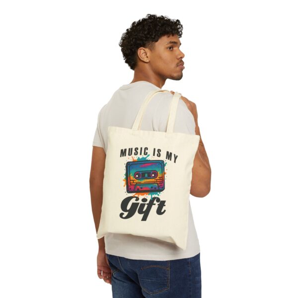 "Music is My Gift" - Cotton Canvas Tote Bag - Image 4