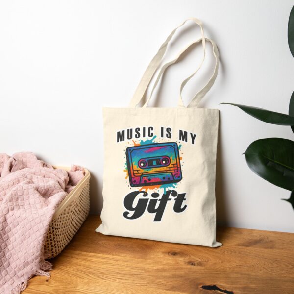 "Music is My Gift" - Cotton Canvas Tote Bag - Image 10