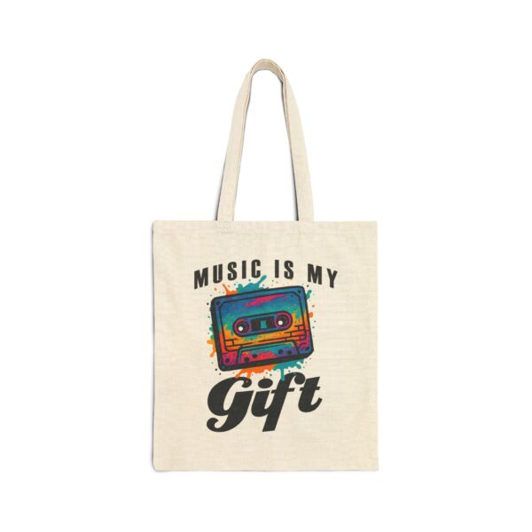 "Music is My Gift" - Cotton Canvas Tote Bag - Image 2