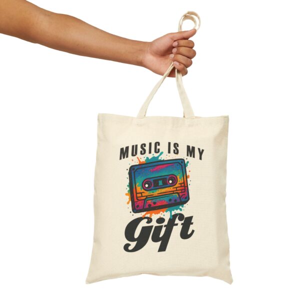 "Music is My Gift" - Cotton Canvas Tote Bag - Image 8