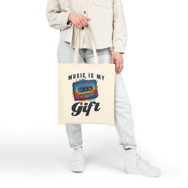 "Music is My Gift" - Cotton Canvas Tote Bag - Image 6