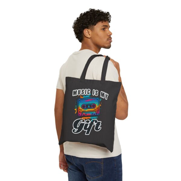 "Music is My Gift" - Cotton Canvas Tote Bag - Image 15
